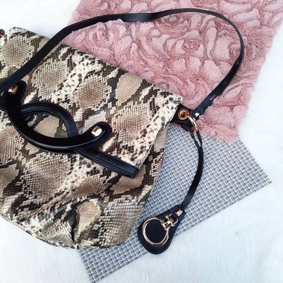 Francesco Biasia Handbags - Made in Italy Francesco Biasia Snakeskin Messenger Flap Convertible Shoulder Bag